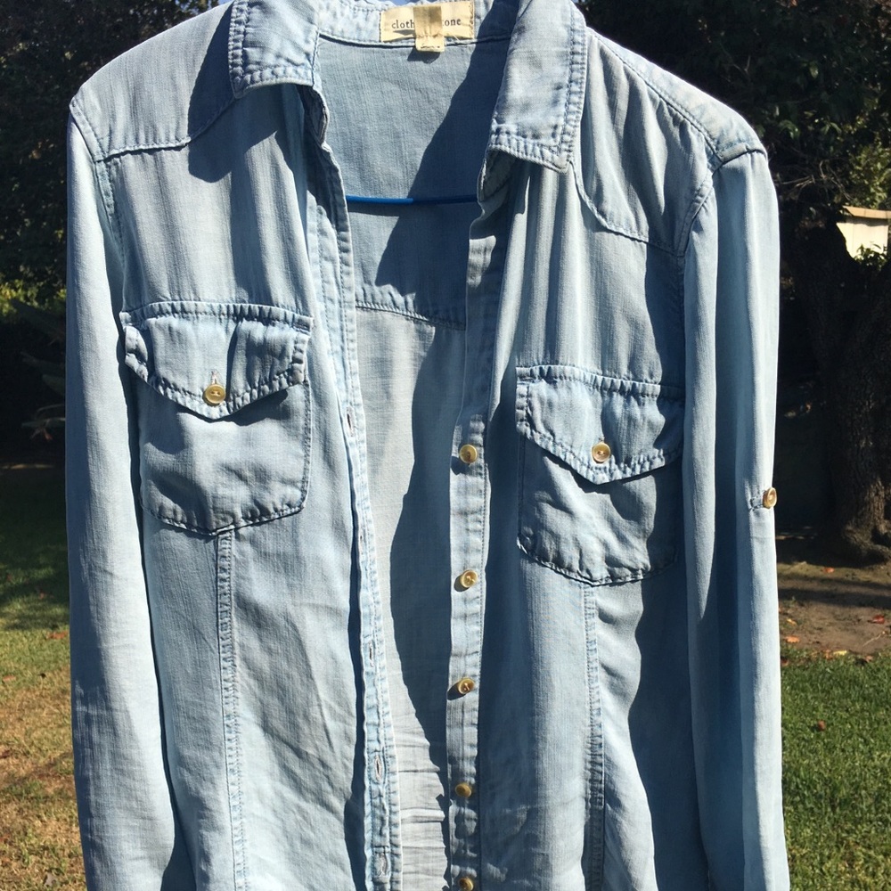 Anthropologie Blouse Button Up Denim